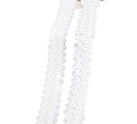 Ruban en dentelle à paillettes de 2/5/10 mètres, bande élastique extensible for robe de mariée, décoration de vêtement, accessoires de couture DIY Rouleaux Ruban de Dentelle(White,2cm-2Meters)