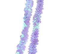Ruban en dentelle à paillettes de 2/5/10 mètres, bande élastique extensible for robe de mariée, décoration de vêtement, accessoires de couture DIY Rouleaux Ruban de Dentelle(Light Purple,2cm-10Meters)