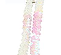 Ruban en dentelle à paillettes de 2/5/10 mètres, bande élastique extensible for robe de mariée, décoration de vêtement, accessoires de couture DIY Rouleaux Ruban de Dentelle(Color1,2cm-10Meters)