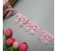 Ruban en dentelle avec nœud papillon rose - 1,8 m de long - 4 cm de large - Style vintage - Tissu brodé - Pour décoration de fête, cadeau, couture, vêtements