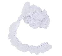 Ruban en dentelle de 5 mètres, ruban brodé à paillettes multicolores de 45 mm pour bricolage, imprimé à pois, dentelle plissée pour mariage ou anniversaire (Blanc)