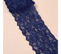 Ruban en dentelle élastique - 10 mètres - Largeur : 8 cm - Fleurs colorées - Dentelle décorative - Ruban décoratif - En dentelle - Pour couture, artisanat, vêtements, sous-vêtements, bleu marine