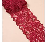 Ruban en dentelle élastique - 10 mètres - Largeur : 8 cm - Fleurs colorées - Dentelle décorative - Ruban décoratif - En dentelle - Pour couture, bricolage, artisanat, vêtements - Bordeaux