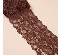 Ruban en dentelle élastique - 10 mètres - Largeur : 8 cm - Fleurs colorées - Ruban décoratif - Dentelle décorative - Pour couture, artisanat, vêtements, sous-vêtements, marron