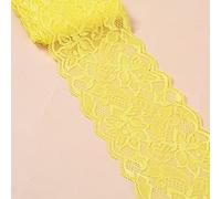 Ruban en Dentelle Élastique 3 Mètres, Largeur 8 cm, Bande Décorative pour Couture, Artisanat, Vêtements, Sous-vêtements - Jaune Clair