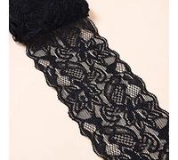 Ruban en dentelle élastique de 5 yards - Largeur : 8 cm - Multicolore - Dentelle décorative - Ruban décoratif en dentelle - Pour couture, bricolage, artisanat, vêtements, sous-vêtements, noir