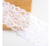 Ruban en dentelle élastique de 8 cm de large - Vintage - Bordure en dentelle - Ruban décoratif pour bricolage, couture, artisanat, vêtements, sous-vêtements, robe de mariée, blanc