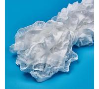 Ruban en dentelle élastique froncé - 10 m x 1,8 cm - Bordure en dentelle - Ruban décoratif pour couture, bricolage, artisanat, mariage, décoration, scrapbooking, boîte cadeau - Blanc