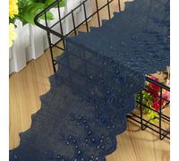 Ruban en dentelle en coton brodé - 2 yards - 11 cm - Style vintage - Pour bricolage, couture, mariage, artisanat, décoration - Bleu marine