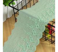 Ruban en dentelle en coton brodé - 2 yards - 11 cm - Vintage - Ruban décoratif en dentelle - Pour bricolage, couture, mariage, artisanat, décoration - Vert