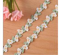 Ruban en dentelle florale avec bordure en dentelle 3D pour couture, couture, bordure pour vêtements, robe de mariée, loisirs créatifs, décoration de fête, 4,6 m x 1,5 cm de large