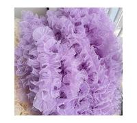 Ruban en dentelle plissée rose, blanc et bleu, 1 yard, appliqué, volants avec perles, fournitures de couture et d'artisanat(Purple)