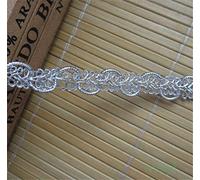 Ruban en Dentelle Rouleau en Nylon Argenté de 10 m de Largeur 12 mm de Largeur de Style Vintage, pour Couture, Artisanat, Robe de Mariée, Décoration de Mariage, Cartes de Fête à Faire Soi-même