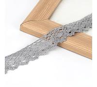 Ruban en Dentelle Vintage en Coton Ruban décoratif en Dentelle Bordure en Dentelle pour Couture,Artisanat,décoration de Noël,Mariage,décoration de Mariage,Scrapbooking,boîte Cadeau Gris 2,5 cm x 5 m