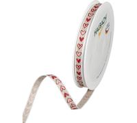 Ruban En Lin Imprimé C?Urs Avec Bord Métallique ,Largeur 10 Mm ,Longueur 15 M ,Ruban Cadeau Pour Fête Des Mères ,Confirmation Ou Communion ,Ruban Décoratif ,À Faire Soi-Même,