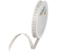 Ruban En Lin Imprimé C?Urs Avec Bord Métallique, Largeur 10 Mm, Longueur 15 M, Ruban Cadeau Pour Fête Des Mères, Confirmation Ou Communion, Ruban Décoratif, Couleur :