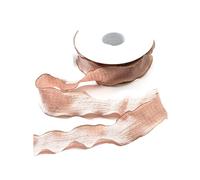 Ruban en mousseline de soie à bord effiloché fait à la main de 10 mètres, Bouquet d'emballage d'invitation de mariage, emballage de cadeau, décoration de fête,Café,25mm