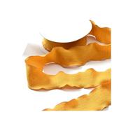 Ruban en mousseline de soie à bord effiloché fait à la main de 10 mètres, Bouquet d'emballage d'invitation de mariage, emballage de cadeau, décoration de fête,Jaune,25mm