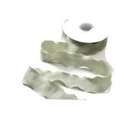 Ruban en mousseline de soie à bord effiloché fait à la main de 10 mètres, Bouquet d'emballage d'invitation de mariage, emballage de cadeau, décoration de fête,Vert,25mm