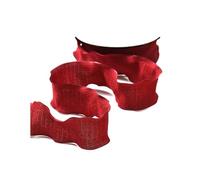 Ruban en mousseline de soie à bord effiloché fait à la main de 10 mètres, Bouquet d'emballage d'invitation de mariage, emballage de cadeau, décoration de fête,Rouge,25mm