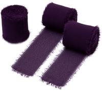 Ruban en mousseline de soie frangée, longueur de 5 mètres, largeur 4 cm (violet)