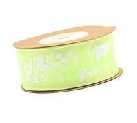 Ruban en mousseline de soie imprimé papillon Vert clair 10 m x 25 mm
