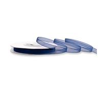 Ruban en organza - 6 mm x 25 m - Choix de couleurs 3/6/12/25/38 mm - Transparent, résistant aux couleurs et lavable - Ruban pour mariage, emballage cadeau, décoration, bricolage - Bleu foncé 370