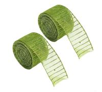 Ruban en organza à bords métalliques avec paillettes subtiles pour décorations de sapin de Noël, nœuds d'emballage et décoration d'événement festif (vert)