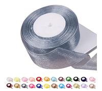 Ruban en organza argenté de 45 m,39 mm,Ruban en mousseline de soie transparente,Ruban de Noël pour les travaux manuels, la fabrication de couronnes, nœuds pour les cheveux, emballage cadeau, mariage