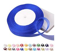 Ruban en Organza Bleu Roi 45 m x 15 mm - Mousseline de Soie Transparent pour Noël, Travaux Manuels, Couronnes, Nœuds Cheveux, Emballage Cadeau, Mariage
