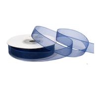 Ruban en organza de 12 mm x 25 m - Bleu marine : 3/6/12/25/38 mm - Transparent, résistant aux couleurs et lavable - ideal pour mariage - Ruban cadeau, pour emballage, décoration, loisirs créatifs