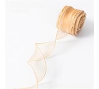 Ruban en organza et mousseline de soie, Pack de 5 rubans en mousseline de soie de 10 mètres x 4 cm Crème de rêve(Or,2 x 10 Yard)