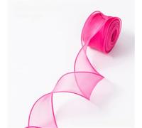 Ruban en organza et mousseline de soie, Pack de 5 rubans en mousseline de soie de 10 mètres x 4 cm Crème de rêve(Pink-red,6 x 10 Yard)