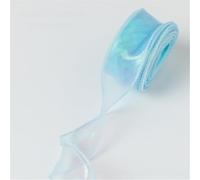 Ruban en organza et mousseline de soie, Pack de 5 rubans en mousseline de soie de 10 mètres x 4 cm Crème de rêve(Bleu rêve,5 x 10 Yard)