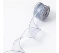 Ruban en organza et mousseline de soie, Pack de 5 rubans en mousseline de soie de 10 mètres x 4 cm Crème de rêve(Gris,3 x 10 Yard)