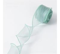 Ruban en organza et mousseline de soie, Pack de 5 rubans en mousseline de soie de 10 mètres x 4 cm Crème de rêve(Delicate Green,2 x 10 Yard)
