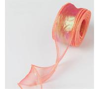 Ruban en organza et mousseline de soie, ruban en mousseline de soie 4 cm x 10 yards Paquet de 5 pièces au total 50 crème de rêve(rose corail rêve,1 x 10 yard)