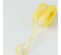 Ruban en organza et mousseline de soie, ruban en mousseline de soie 4 cm x 10 yards Paquet de 5 pièces au total 50 crème de rêve(jaune de rêve,1 x 10 yard)