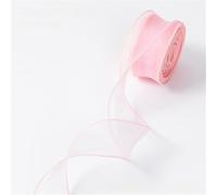 Ruban en organza et mousseline de soie, ruban en mousseline de soie 4 cm x 10 yards Paquet de 5 pièces au total 50 crème de rêve(rose, 7 x 10 yard)