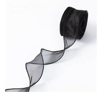 Ruban en organza et mousseline de soie, ruban en mousseline de soie 4 cm x 10 yards Paquet de 5 pièces au total 50 crème de rêve(noir, 9 x 10 yard)