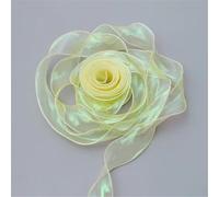 Ruban en organza et mousseline de soie, ruban en mousseline de soie de 10 yards, plusieurs tailles, multicolore, pour le bricolage et l'emballage de cadeaux(Jaune,2 x 10 Yard)