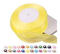 Ruban en organza jaune citron de 39 mm, ruban en mousseline d'organza, ruban de Noël, ruban pour cheveux, emballage cadeau, ruban en organza pour travaux manuels, mariage,45 m