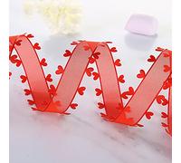 Ruban en organza pour décoration de voiture, mariage, décoration de table, décoration de chambre, 25 mm x 18 m, rouge