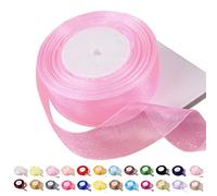 Ruban en organza rose de 39 mm,45 m,Ruban en mousseline de soie transparente,Ruban de Noël pour les travaux manuels, la fabrication de couronnes, nœuds pour les cheveux, emballage cadeau, mariage