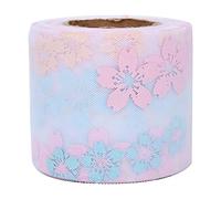 Ruban en organza translucide à motif floral décoratif pour fête de mariage, emballage, décoration en matériau de gaze, léger, taille compacte (Rose)