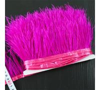 Ruban en plumes d'autruche de 1 m - 8 à 10 cm - Pour bricolage, couture, robe, vêtements, décorations - Rose rouge - 8 à 10 cm