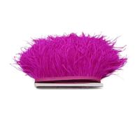 Ruban en plumes d'autruche multicolores, 1 m, 5 m, 10 m, 8 à 10 cm, noir et blanc, pour couture, artisanat, robe, vêtements, décoration - Rose rouge - 5 m