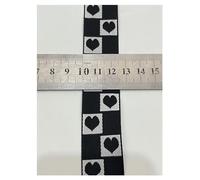 Ruban En Sangle, 5 Yards 1 Pouce 25 Mm Blanc Noir Pêche Cœur Géométrique Jacquard Brodé Décoration Diy Bordure En Sangle Pour Bretelles de Col (Blanc)/Black