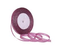 Ruban en Satin de soie à paillettes argent or, 100Yards, 6mm, décoration de fête de mariage à domicile, emballage de noël Halloween, matériel de bricolage(Rose Red)