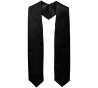 Ruban en satin pour cérémonie d'honneur, châle formel en polyester lisse, en plusieurs couleurs et tailles pour étudiants (130 x 10 noir)